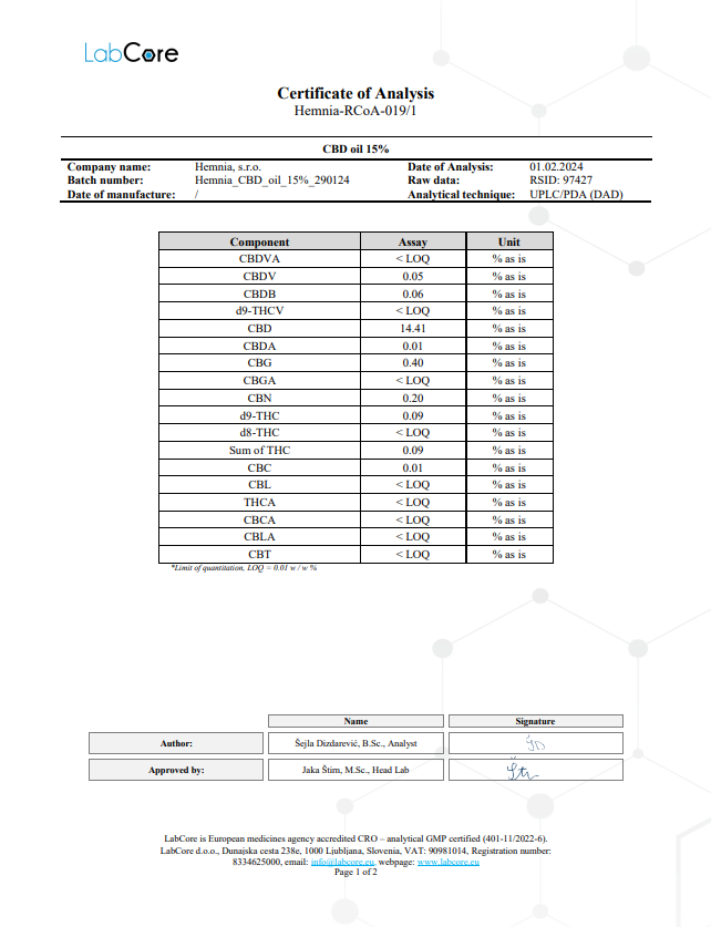 Hemnia Full-Spectrum CBD Hemp Oil 15%, 1500mg, 10 ml